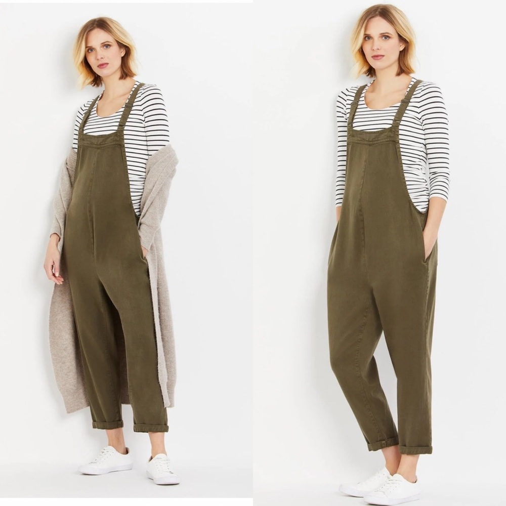 Luxe essential denim maternity overall adjustable straps size L